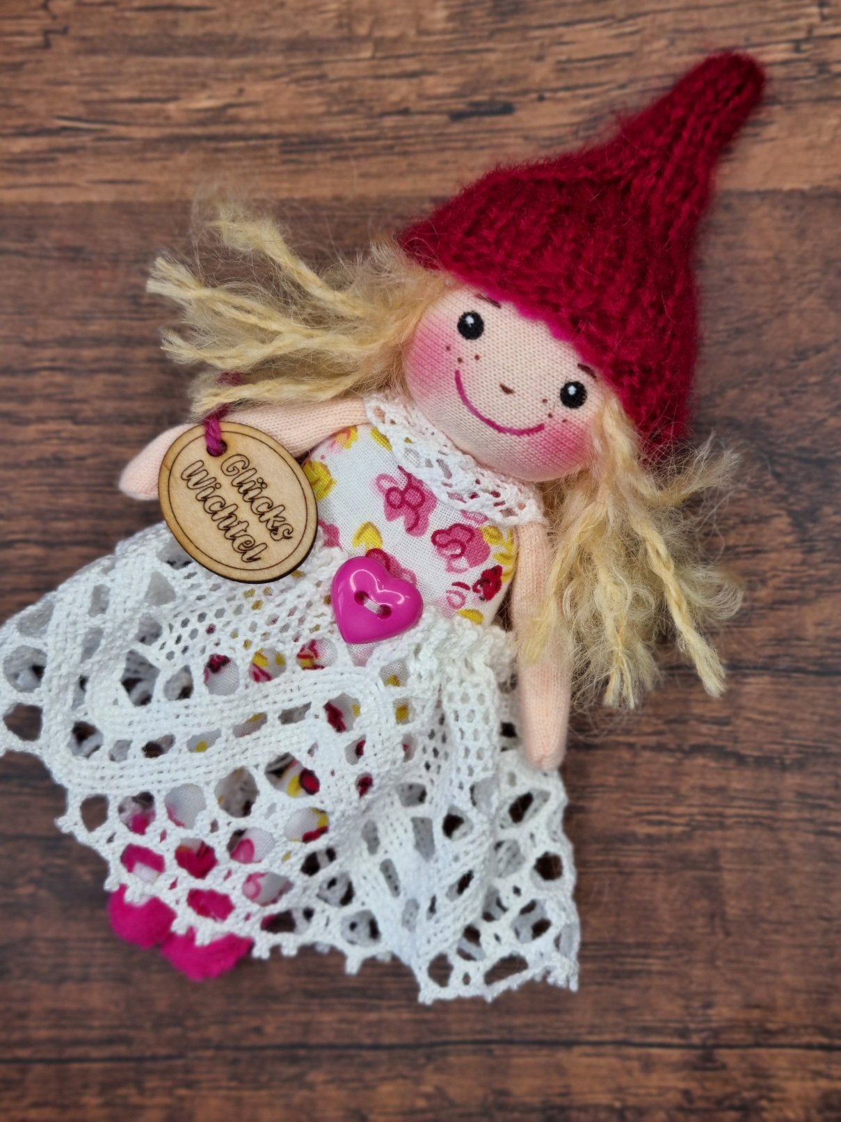 Mini-Wichtel pink/Spitze