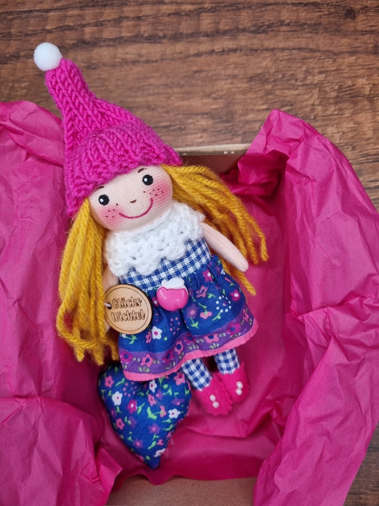 Mini Wichtel pink-blau – Bild 2